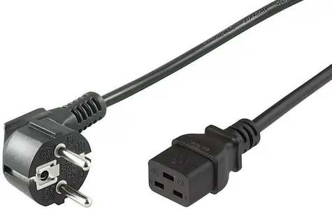 MicroConnect Síťový napájecí kabel Schuko 90° úhel - C19 2m černá