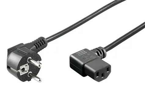 MicroConnect Síťový napájecí kabel Schuko 90° úhel - C13 90° úhel 3m černá