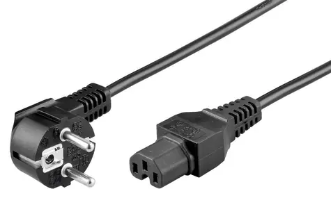 MicroConnect Síťový napájecí kabel Schuko 90° úhel - C15 2m černá