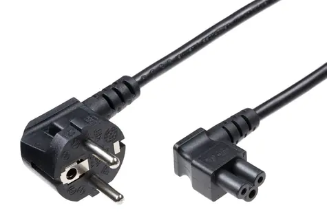 MicroConnect Síťový napájecí kabel Schuko 90° úhel - C5 90° úhel 5m černá