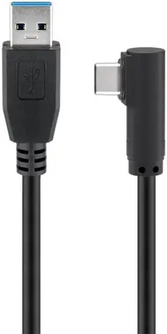 MicroConnect kabel USB-C 90° úhel (M) - USB3.0 A (M) 3m černá / 5000Mbit/s