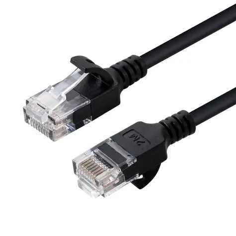 MicroConnect CAT6a U/UTP SLIM 10m černá / LSZH
