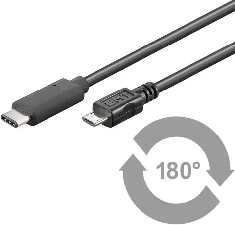 MicroConnect kabel USB C (M) - microUSB2.0 B (M) 1m černá / 480Mbit/s