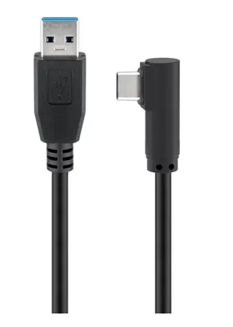 MicroConnect kabel USB-C 90° úhel (M) - USB3.0 A (M) 0.5m černá / 5000Mbit/s