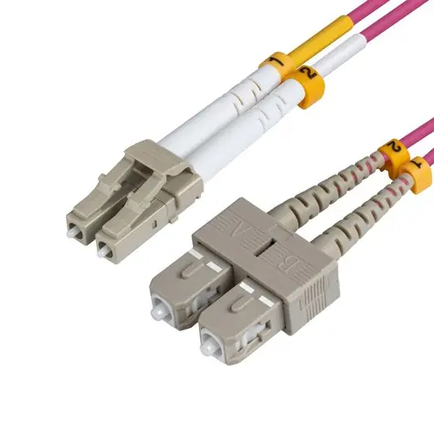 MicroConnect Optical Fibre Cable LC/SC Multimode duplex OM4 5m fialová