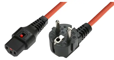 MicroConnect Prodlužovací kabel s IEC zámkem C13 - Schuko 90° úhel 3m oranžová