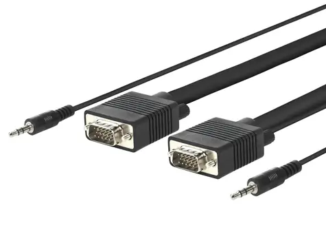 MicroConnect Kabel Full HD SVGA HD15 s Jack konektory 3m černá / Full HD (1920x1080) @ 60Hz / 3.5mm Jack