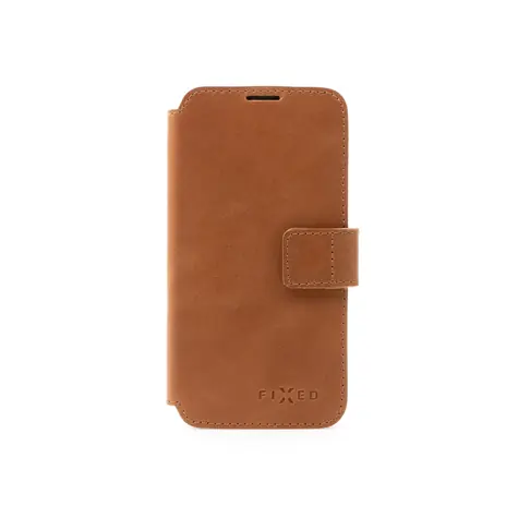 FIXED ProFit Kožené pouzdro typu kniha pro Apple iPhone 14 Pro hnědá