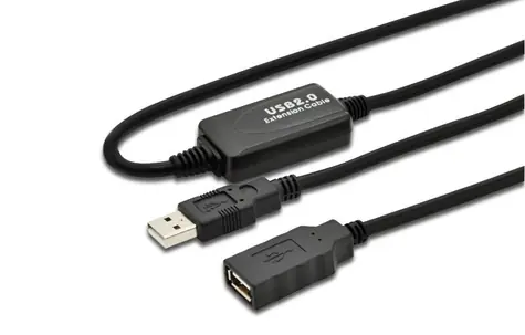MicroConnect kabel s posilovačem signálu USB2.0 A (M) - USB2.0 A (F) 10m černá / 480Mbit/s