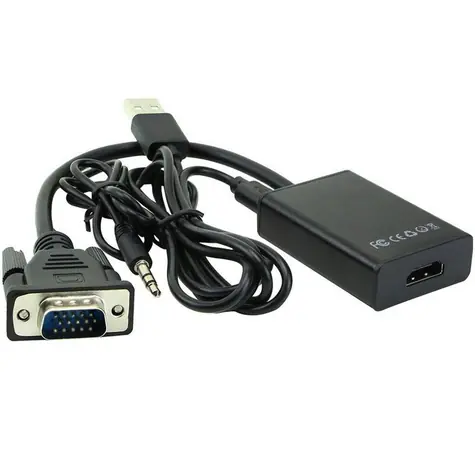 MicroConnect Converter s USB a audio jackem VGA (M) - HDMI (F) černá
