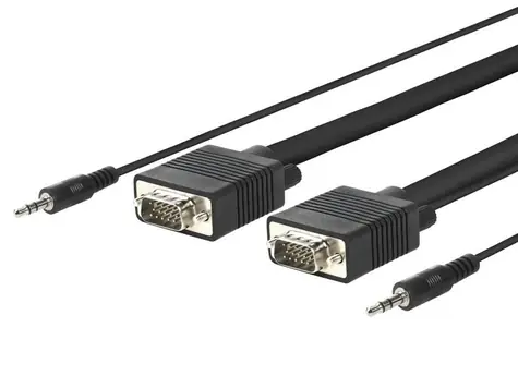MicroConnect Kabel Full HD SVGA HD15 s Jack konektory 10m černá / Full HD (1920x1080) @ 60Hz / 3.5mm Jack