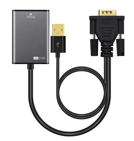 MicroConnect Active adaptér VGA (M) - HDMI (F) s USB napájením černá