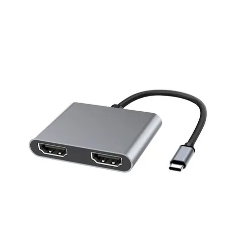 MicroConnect adaptér USB-C (M) - 2x HDMI (F) 0.15m šedá 