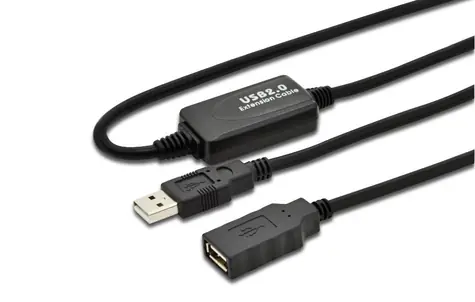 MicroConnect kabel s posilovačem signálu USB2.0 A (M) - USB2.0 A (F) 20m černá / 480Mbit/s