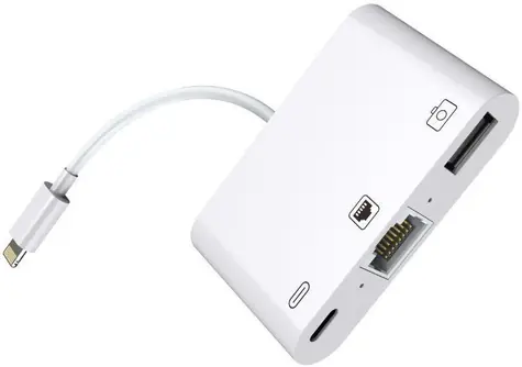MicroConnect Lightning HUB to RJ-45+USB+Lightning bílá