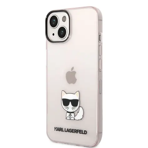 Karl Lagerfeld Choupette Logo Zadní Kryt pro Apple iPhone 14 Plus růžová