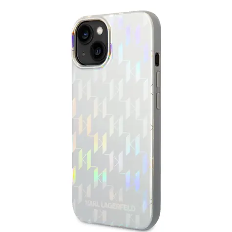 Karl Lagerfeld Iridescent Monogram Zadní Kryt pro Apple iPhone 14 Plus stříbrná / doprodej