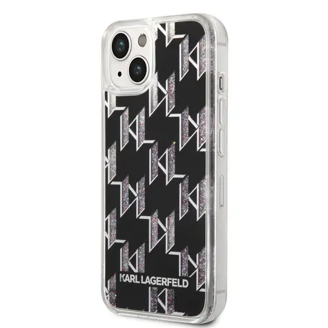 Karl Lagerfeld Monogram Liquid Glitter Zadní Kryt pro Apple iPhone 14 Plus černá