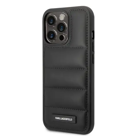 Karl Lagerfeld Quilted Puffy Metal Logo Zadní Kryt pro Apple iPhone 14 Pro Max černá