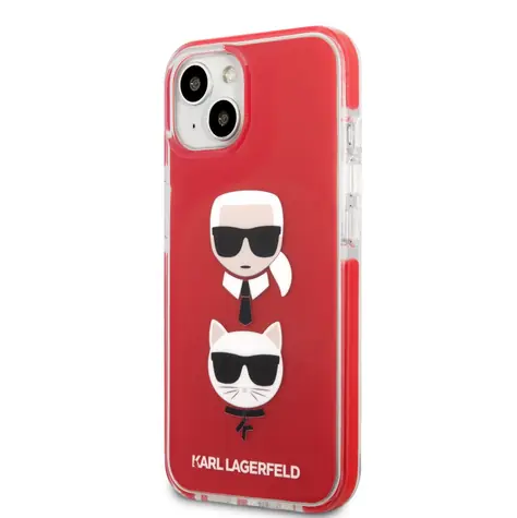 Karl Lagerfeld TPE Karl and Choupette Heads Kryt pro Apple iPhone 13 mini červená