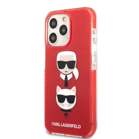 Karl Lagerfeld TPE Karl and Choupette Heads Kryt pro Apple iPhone 13 Pro červená