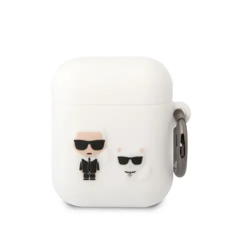 Karl Lagerfeld and Choupette Silikonové Pouzdro pro Apple Airpods 1 & 2 bílá
