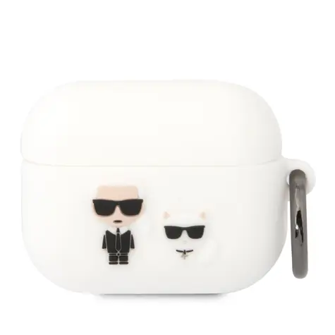 Karl Lagerfeld and Choupette Silikonové Pouzdro pro Apple Airpods Pro bílá