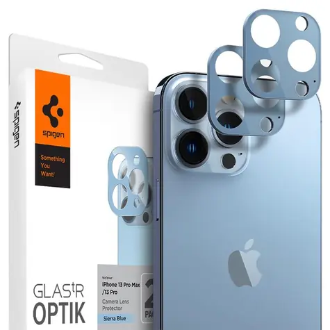 Spigen tR Optik ochranné sklo na fotoaparát pro Apple iPhone 13 Pro & Max modrá 2ks