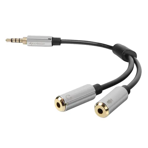 Sharkoon PMP35 černá / redukce / 2x 3.5mm jack 3-pin / 1x 3.5mm jack 4-pin