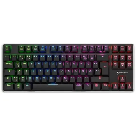 Sharkoon PureWriter TKL černá / nízkoprofilová herní klávesnice / mechanická / drátová / RGB / Kailh Red spinač / US