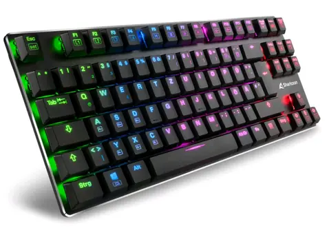 Sharkoon PureWriter TKL černá / nízkoprofilová herní klávesnice / mechanická / drátová / RGB / Kailh Blue spinač / US