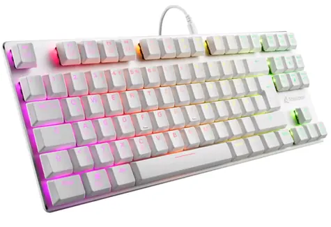 Sharkoon PureWriter TKL RGB Kailh Red bílá / nízkoprofilová herní klávesnice / mechanická / RGB / Kailh Red / US