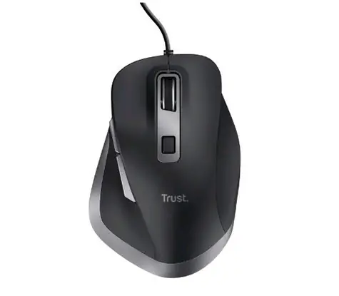 TRUST Fyda černá / optická drátová myš / 2400 dpi / 6 tlačítek / USB