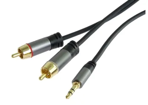 PremiumCord HQ stíněný kabel stereo Jack 3.5mm-2xCINCH samec-samec 3m
