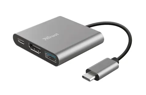 TRUST DALYX 3v1 stříbrná / 3v1 adapter / USB-C F & HDMI F & USB-A F / USB-C M 