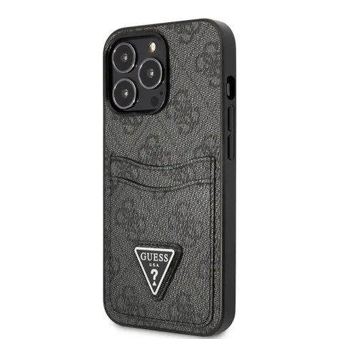 GUESS 4G Saffiano Double Card Zadní Kryt pro Apple iPhone 13 Pro černá