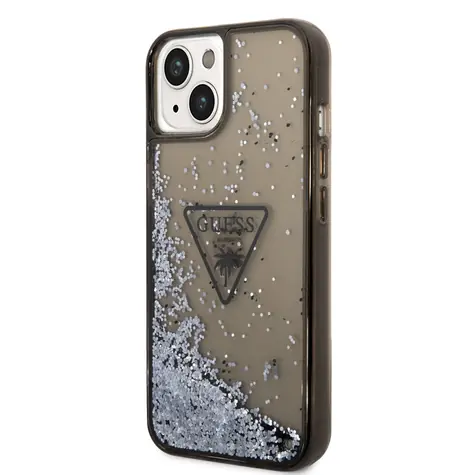 GUESS PC/TPU Liquid Glitter Triangle Logo Zadní Kryt pro Apple iPhone 14 Plus černá