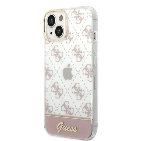GUESS PC/TPU Peony Glitter Script Logo Zadní kryt pro Apple iPhone 14 Plus růžová / doprodej
