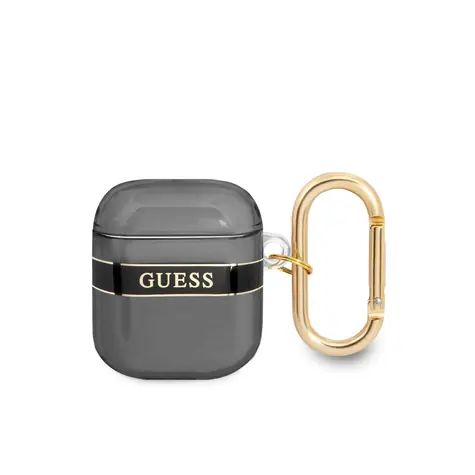 GUESS TPU Printed Stripe Pouzdro pro Apple Airpods 1 & 2 černá