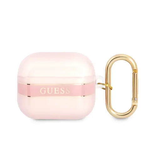 GUESS TPU Printed Stripe Pouzdro pro Apple Airpods 3 růžová