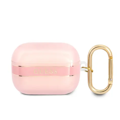 GUESS TPU Printed Stripe Pouzdro pro Apple Airpods Pro růžová