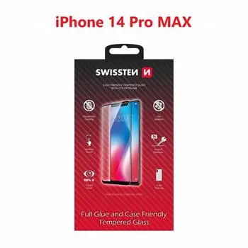 SWISSTEN FULL GLUE COLOR FRAME CASE FRIENDLY sklo pro Apple iPhone 14 PRO MAX černá