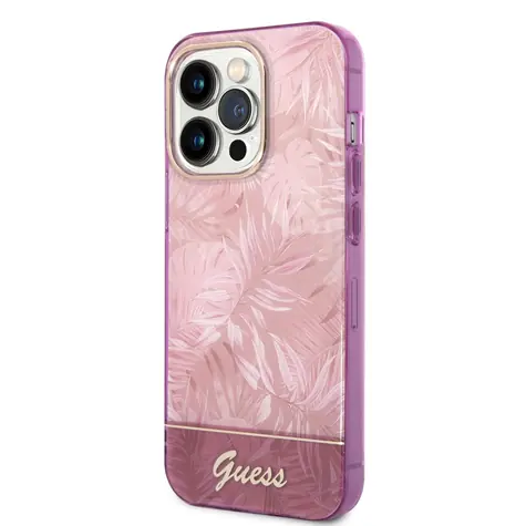 GUESS PC/TPU Jungle Zadní Kryt pro Apple iPhone 14 Plus růžová