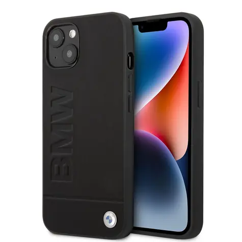 BMW Leather Hot Stamp Zadní Kryt pro Apple iPhone 14 Plus černá