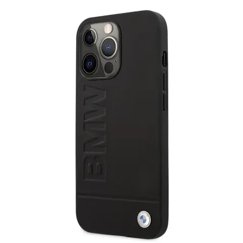 BMW Leather Hot Stamp Zadní Kryt pro Apple iPhone 14 Pro Max černá