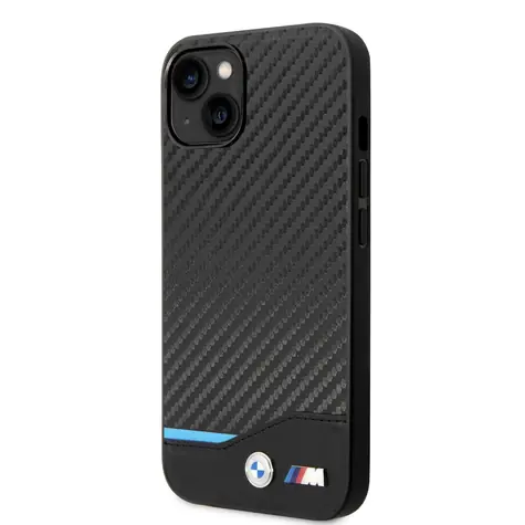 BMW M PU Carbon Blue Line Zadní Kryt pro Apple iPhone 14 černá