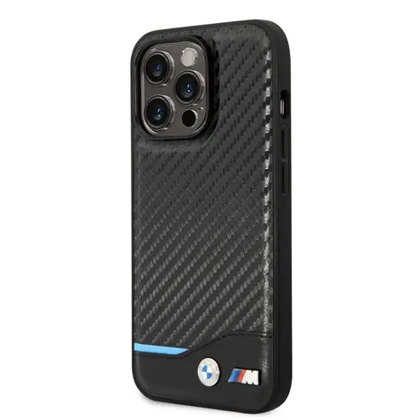 BMW M PU Carbon Blue Line Zadní Kryt pro Apple iPhone 14 Pro černá