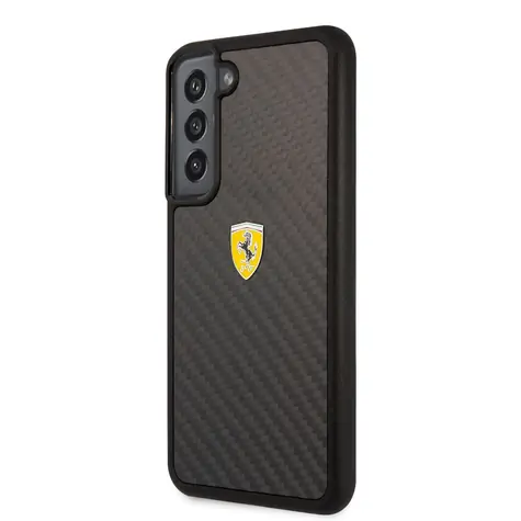 Ferrari Real Carbon Zadní Kryt pro Samsung Galaxy S22+ černá