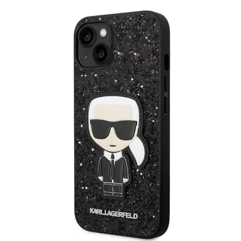 Karl Lagerfeld Glitter Flakes Ikonik Zadní Kryt pro Apple iPhone 14 Plus černá