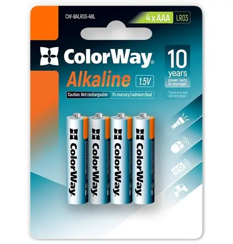 Colorway alkalická baterie AAA 4ks / 1.5V / Blister      